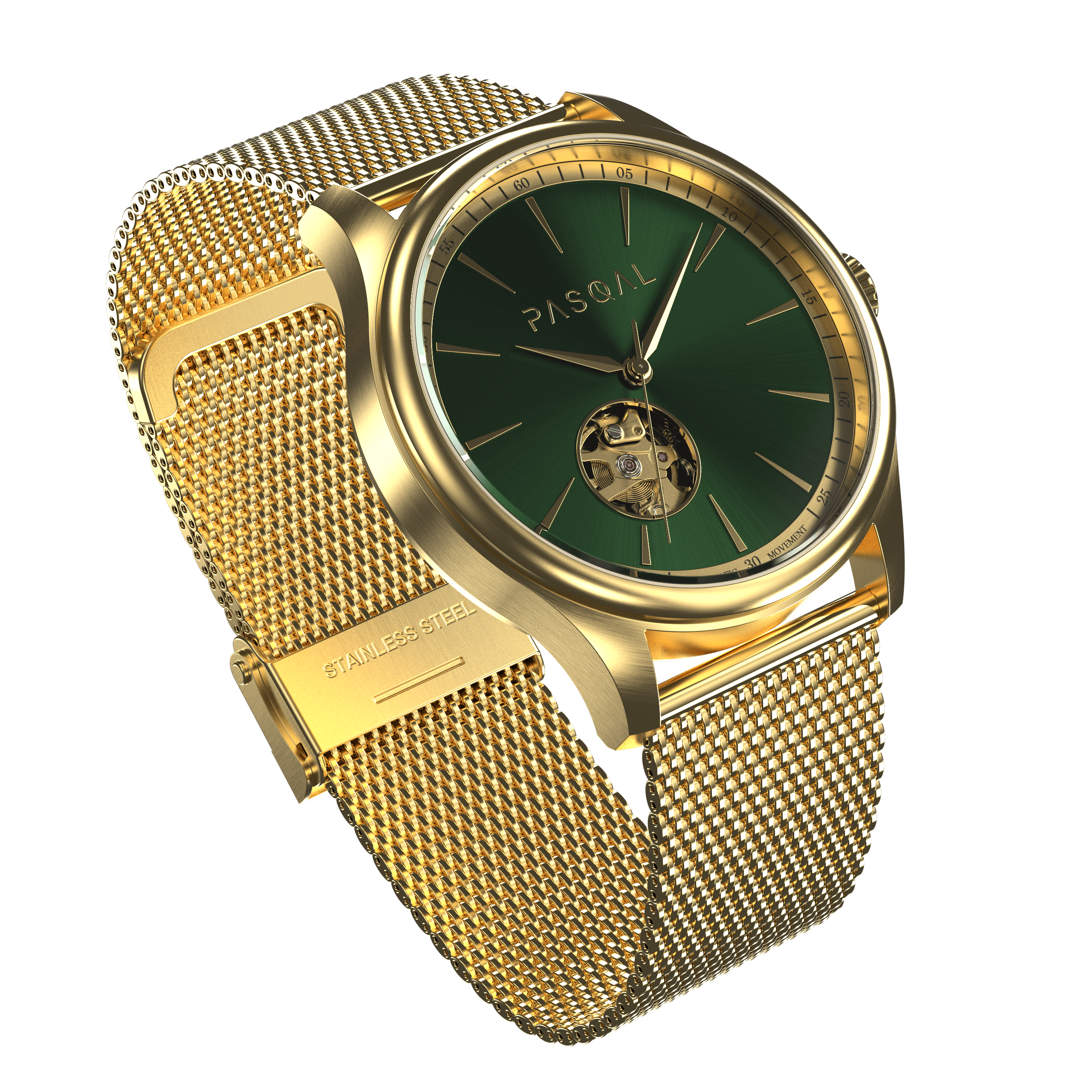 Wilhelm 42 Gold/Green - Pasqal Watches