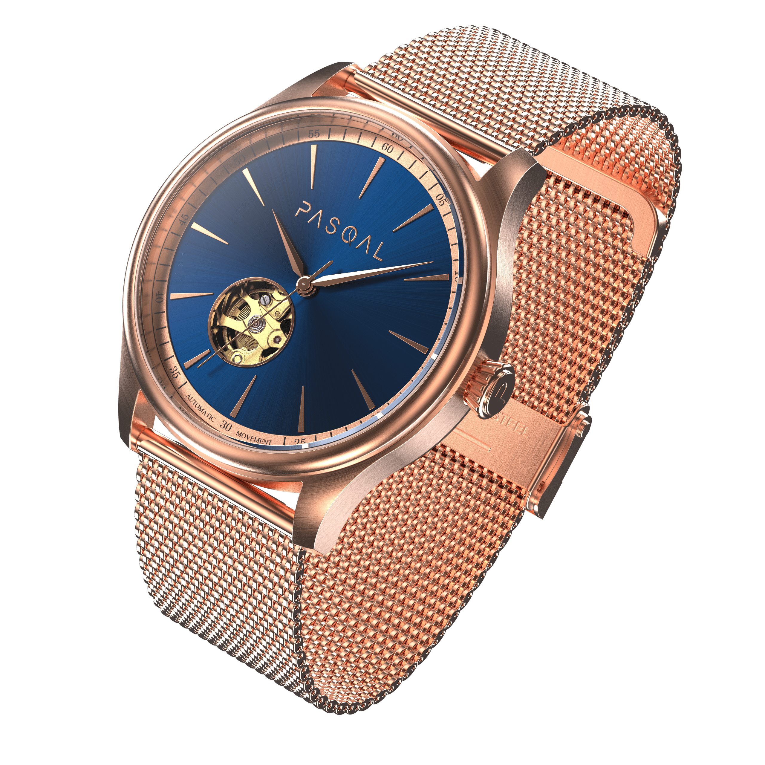 Wilhelm 42 Rosé/Blue - Pasqal Watches