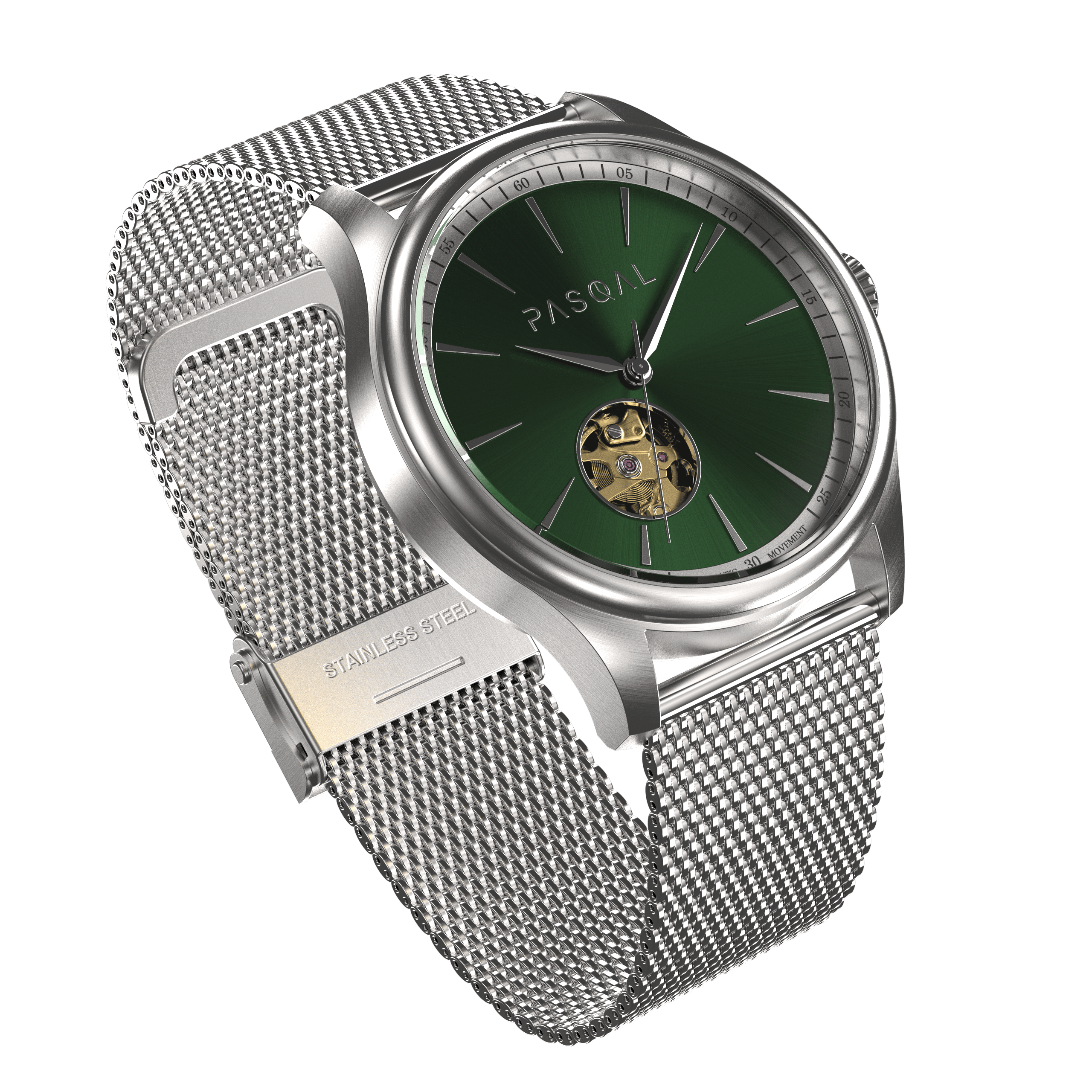 Wilhelm 42 Silver/Green - Pasqal Watches